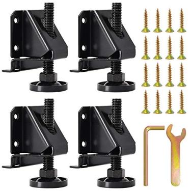 Imagem de SUNMALL Pacote com 4 pés de nivelamento, niveladores de móveis resistentes, nivelador de pernas de mesa ajustável para móveis, mesas, armários, bancadas, prateleiras, preto