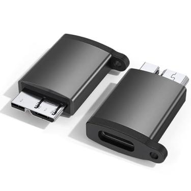 Imagem de Adaptador USB C para Micro B, USB 3.0 Micro B macho para USB C fêmea adaptador de cabo de disco rígido externo compatível com Seagate, LaCie, Toshiba, Samsung, WD, HDD SSD mais portátil