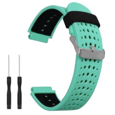 Imagem de Pulseira de relógio para Garmin Approach S20/S5/S6, Forerunner 220/230/235/620/630/735XT, pulseira de silicone macio de substituição para relógio Garmin (verde/preto)