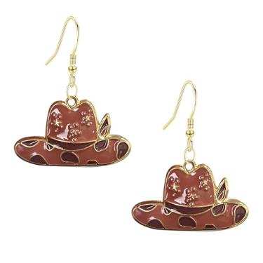 Imagem de Aishgjia Brincos femininos com pingente de chapéu country do oeste, joias personalizadas, Large, Metal, Sem pedra preciosa