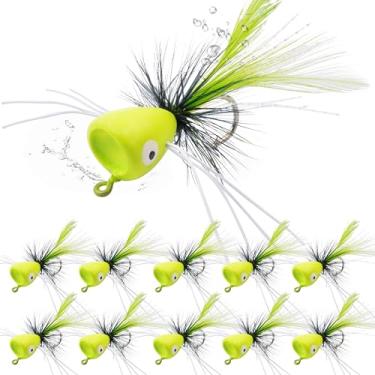 Imagem de Iscas para pesca com mosca, moscas secas, robalo, sortido Topwater Panfish Bluegill Poppers Crappie Bug Bug Moscas, peixe-sol, truta, salmão, moscas, kit para pesca com mosca
