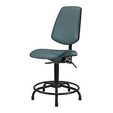 Imagem de Thomas 1163R19 Cadeira de vinil alta com encosto médio e inclinação sem braços, base de tubo redondo, rodízios, azul colonial