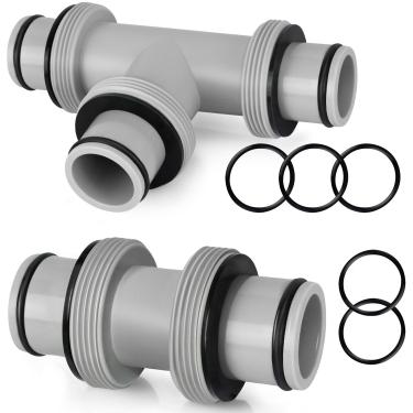 Imagem de 2 peças de conector de mangueira de bomba de filtro, conector de mangueira de piscina 1,5' a 1,5' - 2 cabeças e 3 cabeças acoplamento conector de mangueira de piscina junta T para adaptador de