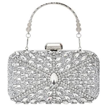 Imagem de COAIMANEY Bolsa feminina com strass brilhante com glitter, bolsa de mão para noite, bolsa de ombro para festa de casamento, formatura, #2417-prata