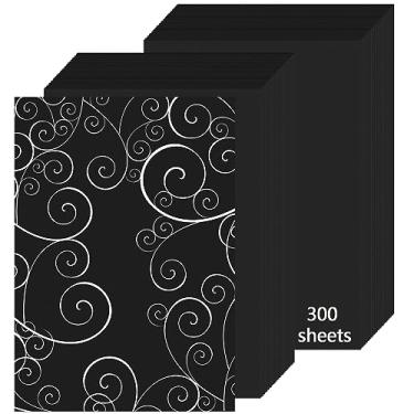 Imagem de Papel cartolina preto 21 x 28 cm, 300 folhas 180 gsm/29,5 kg, capa de impressora preta, papel de construção pesada premium para fazer cartões, impressão, artesanato, desenho, recortes, recortes