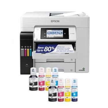Imagem de Epson Impressora Supertank Pro ET-5850 sem fio colorida All-in-One com scanner, copiadora, fax e Ethernet, branca