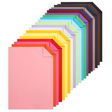 Imagem de Silunkia 40 folhas de papel para artesanato colorido A4, 20 cores sortidas, 200 gsm/34 kg, projetos de arte, cartolina, papel de construção para fazer cartões faça você mesmo, impressão de escritório,