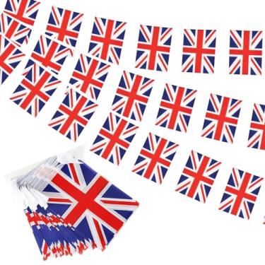 Imagem de GSYLPFT Bandeiras do Reino Unido Bandeiras britânicas para eventos patrióticos Dia da Independência Barras esportivas dentro e fora decorações 80 metros 30 bandeiras