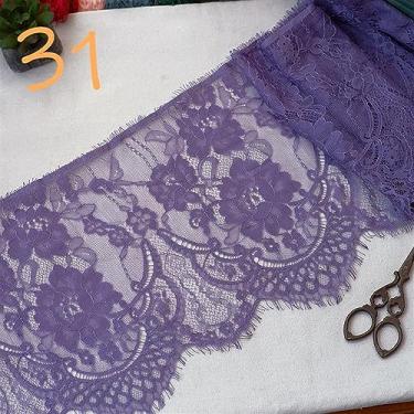 Imagem de Tecido 3 metros preço renda francesa chantilly floral bordado acabamento de renda com cílios recortados vestido de renda DIY costura renda para costura (cor 31)