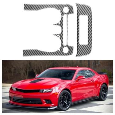 Imagem de IKUESM Compatível com Chevrolet Camaro Real Fibra de Carbono 2010 2011 Acessórios Interior do carro Ar condicionado Interruptor Painel Guarnição Capa Decoração Adesivo(Black)