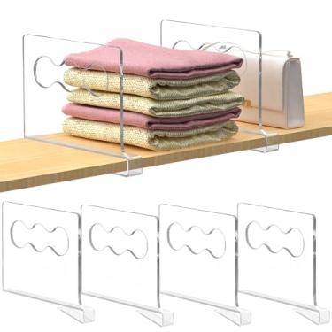 Imagem de 4 peças divisórias de prateleira transparentes, organizador de bolsa vertical de armário para armário, para bolsas, embreagens, roupas, toalhas, divisórias de prateleira para organização de armários