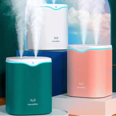 Imagem de Umidificador De Ar E Aromatizador Grande 2 Litros 24 Horas Com 2 Saídas De Ar 3 Em 1 Multifuncional Com Led