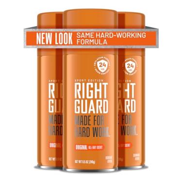 Imagem de Right Guard Desodorante em spray esportivo | desodorante em spray antimanchas para homens | Sem alumínio | Controle de odor 24 horas | Perfume original, 241 g (3 unidades)