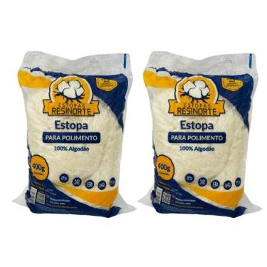Imagem de Kit 02 Estopas P/ Polimento Resinorte 100% Algodão 800g 19270