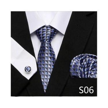 Imagem de Conjunto de Abotoaduras e Gravata Xadrez Vermelha para Homens - Ideal 