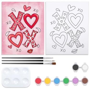 Imagem de Nuberlic Kit de pintura em tela para encontros noturnos, tela pré-desenhada, kit de pintura de casal, faça você mesmo, presente de festa de Dia dos Namorados, 20 x 25 cm