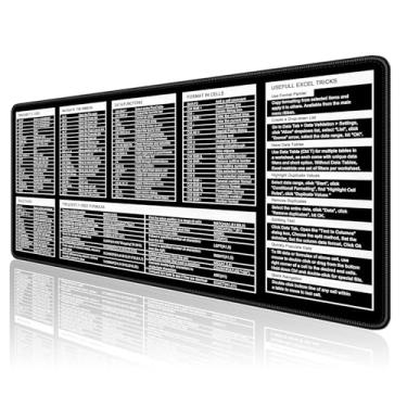 Imagem de HUAMXE Mouse pad Excel com teclas de atalho, folha de dicas grande estendida para jogos, tapete de teclado de computador grande XXL com bordas costuradas para desktop, tapete de mesa completo