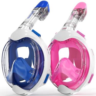 Imagem de G2RISE Máscara De Snorkel Infantil Conjunto De Snorkel Facial Completo, Equipamento De Snorkel Para Crianças Com Visão Panorâmica De 180 Graus, Anti-Vazamento E Antiembaçante (Pacote Com 2)