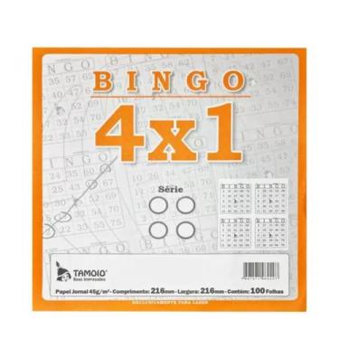 Imagem de Cartela de Bingo Bingão Tamoio 4x1 c/6 blocos de 100 folhas
