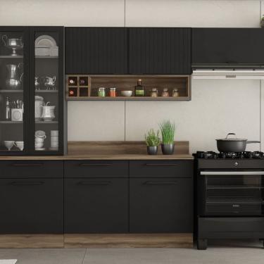 Imagem de Cozinha Modulada em Aço 5 Peças com Rodapé em Pvc Grafite/Preto