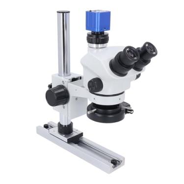 Imagem de 7x - 50x Microscópio Estéreo Trinocular 1080p 24MP Vídeo USB Vitória Trinocular do Kit de Câmera Estereomicroscópio (plugue ue)