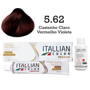 Imagem de Kit Coloração Itallian Color 5.62 Castanho Claro Vermelho Violeta + Ox