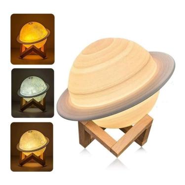 Imagem de Luminária Abajur Umidificador De Ar Planeta Saturno 3D