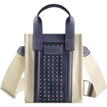 Imagem de Tommy Bahama Bolsa feminina Norte/Sul com design de tecido e alça de ombro ajustável, Azul
