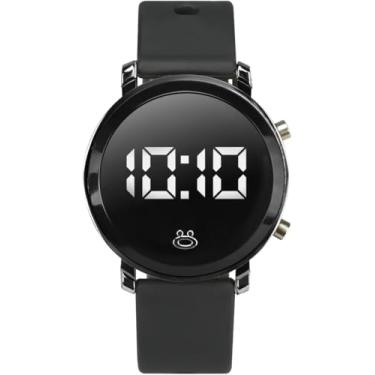 Imagem de Relógio feminino aço inox qualidade premium digital caixa led redondo casual social