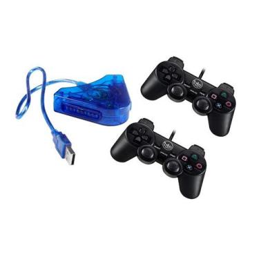 Imagem de Kit  2 Joystick p/ ps2 e Conversor PC USB - OEM