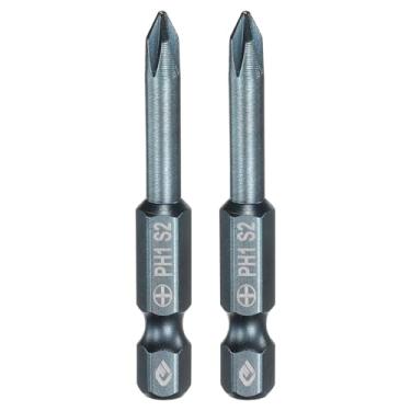 Imagem de HARFINGTON 2 peças de chave de fenda Phillips número 1 PH1 haste sextavada de 1/10.2 cm (50 mm) de comprimento, haste de 0,5 cm, brocas magnéticas de cabeça cruzada S2, chave de fenda industrial de
