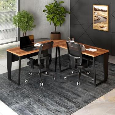 Imagem de Mesa em L Escritório 180cm x 180cm Pés Metal F5 Office - F5 Office G, 