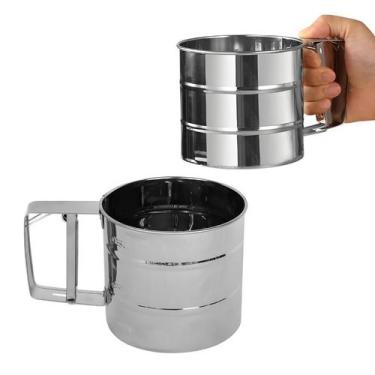 Imagem de Polvilhador Peneira Em Inox C/ Gatilho Para Farinhas Açúcar - Wellmix