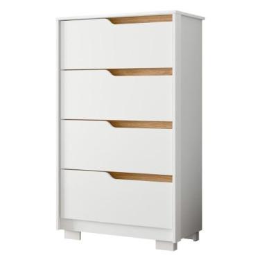 Imagem de Cômoda Para Quarto 4 Gavetas 70cm Sole Flex Branco/Freijó - Albatroz, 