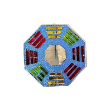 Imagem de Baguá Feng Shui Vidro Colorido Azulado Octogonal 16 cm - Lua Mística -
