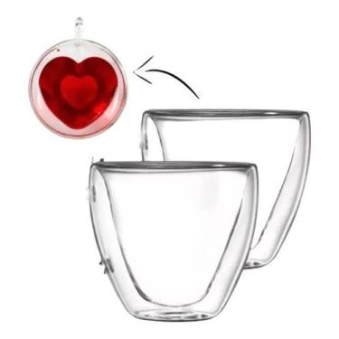 Imagem de Jogo de Copo Café Parede Dupla Boro Coração 230ml 2 Unidades - Class H