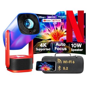 Imagem de Projetor inteligente com WiFi e Bluetooth, mini projetor SkyEcho K2 Pro Android 11, compatível com 4K, foco automático e pedra angular vertical, home theater portátil de 150 polegadas para Netflix