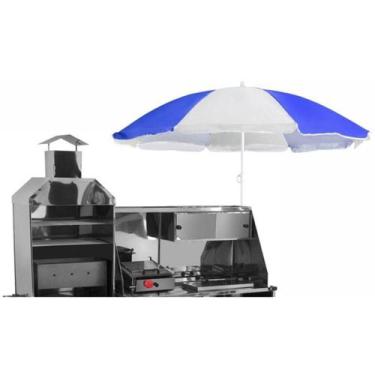 Imagem de Carrinho de Churrasco Cachorro Quente e Lanche Inox Guarda Sol com Rod