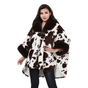 Imagem de Capa De Tamanho Grande Xale Feminino Solto Leopardo Tweed Frente Aberta Jaqueta Bat-estilo Poho Capa Cardigan Suéter, Brown, One Size