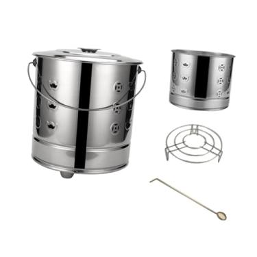 Imagem de WeiLaiKeQi Balde de papel queima de papel queimando barril à prova de ferrugem com tampa de lareira portátil Balde de queimadura de queimadura para o jardim do, S