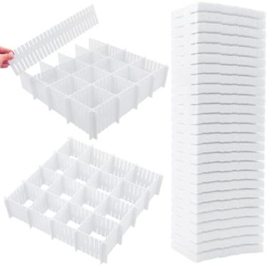 Imagem de DVHOK 85 divisórias de gaveta, organizador de gaveta ajustável, cortado à vontade para arrumar roupas, meias, maquiagem, cômoda, cozinha branca