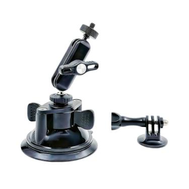 Imagem de Suporte de ventosa de camada dupla com braço mágico de cabeça esférica dupla, parafuso de 1/10.2 cm, suporte de câmera giratória de 360° compatível com GoPro Hero, Insta360 X3, DJI Osmo, câmera de