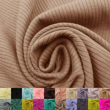 Imagem de Stylish FABRIC Tecido de malha canelada 134,6 cm de largura 4x2 da The Yard – Mistura de poliéster rayon elastano – 370 g/m2 – pesado, vestidos elásticos em 4 vias, leggings, loungewear e artesanato