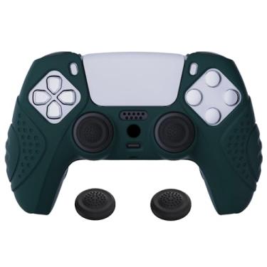 Imagem de eXtremeRate PlayVital Guardian Edition Racing Green Ergonomic Soft Antiderrapante Controlador Capa de Silicone para PS5, Skins Protetores de Borracha com Joystick Preto para Controle de ps5