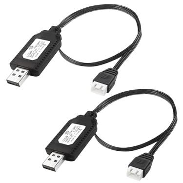 Imagem de MEIRIYFA Cabo carregador USB de bateria lipo de 7,4 V 1 A XH-3P 2S USB plugue conector e luz indicadora LED para drone FPV RC Car Rock Crawler (pacote com 2)