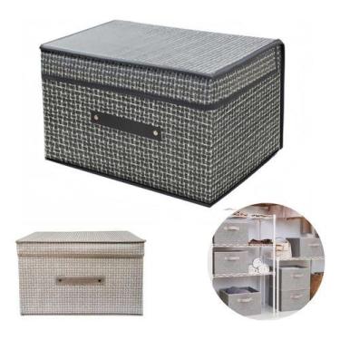 Imagem de Caixa Organizadora Listrada Dobrável Multiuso Guarda Roupa - Y888, Cin