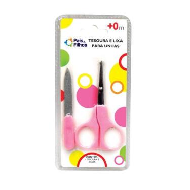 Imagem de Tesoura e Lixa para Unhas Pais e Filhos - Rosa