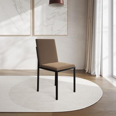 Imagem de Cadeira De Jantar Estofada Mônaco Veludo Marrom - Cor: Preto