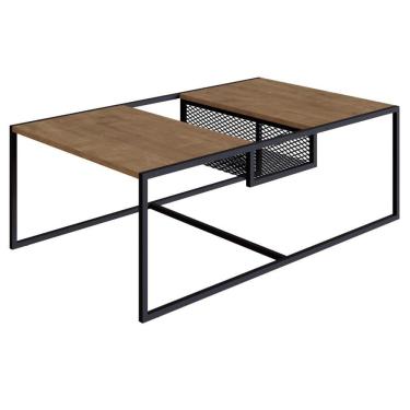 Imagem de Mesa Lateral Industrial York Artesano Quadrada 40 Cm (Largura) Em Mdp Hanover Base Aço Preto
