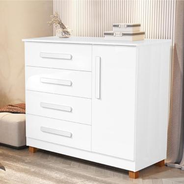 Imagem de Comoda Grecia Quarto 1 Porta Madeira Maciça Branco